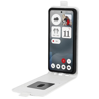 Nothing Phone 3a Texture Vertical Flip Leather Wallet Case with Card Slot, PU TPU Shockproof Protective Cover, Anti-Drop Magnetic Folio Phone Case