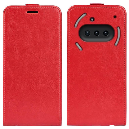 Nothing Phone 3a Texture Vertical Flip Leather Wallet Case with Card Slot, PU TPU Shockproof Protective Cover, Anti-Drop Magnetic Folio Phone Case
