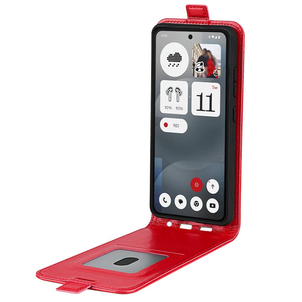 Nothing Phone 3a Texture Vertical Flip Leather Wallet Case with Card Slot, PU TPU Shockproof Protective Cover, Anti-Drop Magnetic Folio Phone Case