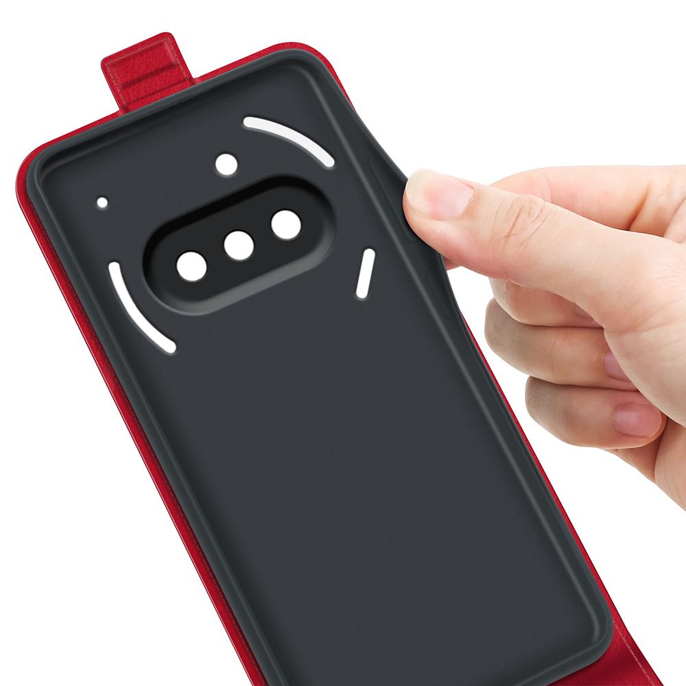 Nothing Phone 3a Texture Vertical Flip Leather Wallet Case with Card Slot, PU TPU Shockproof Protective Cover, Anti-Drop Magnetic Folio Phone Case