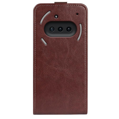 Nothing Phone 3a Texture Vertical Flip Leather Wallet Case with Card Slot, PU TPU Shockproof Protective Cover, Anti-Drop Magnetic Folio Phone Case