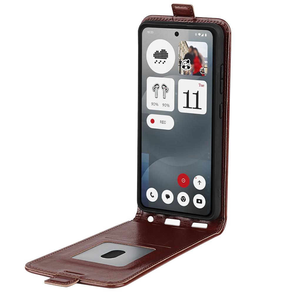 Nothing Phone 3a Texture Vertical Flip Leather Wallet Case with Card Slot, PU TPU Shockproof Protective Cover, Anti-Drop Magnetic Folio Phone Case