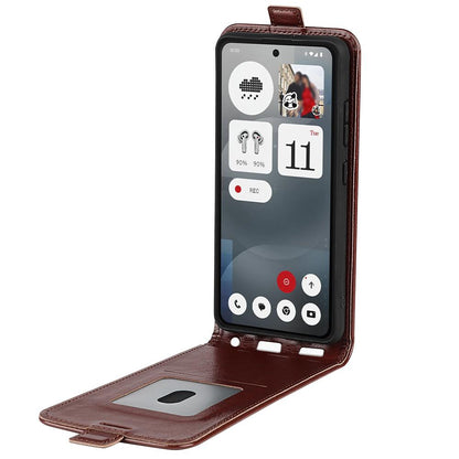 Nothing Phone 3a Texture Vertical Flip Leather Wallet Case with Card Slot, PU TPU Shockproof Protective Cover, Anti-Drop Magnetic Folio Phone Case