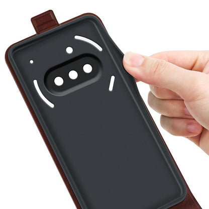 Nothing Phone 3a Texture Vertical Flip Leather Wallet Case with Card Slot, PU TPU Shockproof Protective Cover, Anti-Drop Magnetic Folio Phone Case