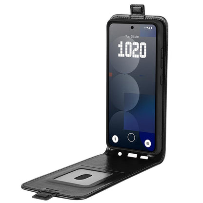 Nothing Phone 3a Pro Texture Vertical Flip Leather Wallet Case with Card Slot, PU TPU Shockproof Protective Cover, Anti-Drop Magnetic Folio Phone Case