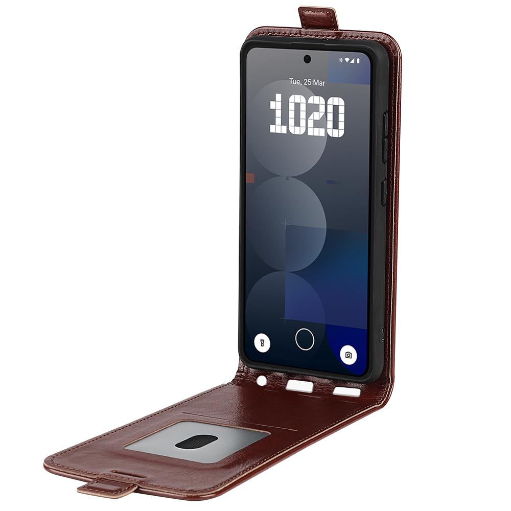 Nothing Phone 3a Pro Texture Vertical Flip Leather Wallet Case with Card Slot, PU TPU Shockproof Protective Cover, Anti-Drop Magnetic Folio Phone Case