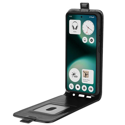 Nothing Phone 3a Lite Texture Vertical Flip Leather Wallet Case with Card Slot, PU TPU Shockproof Protective Cover, Anti-Drop Magnetic Folio Phone Case