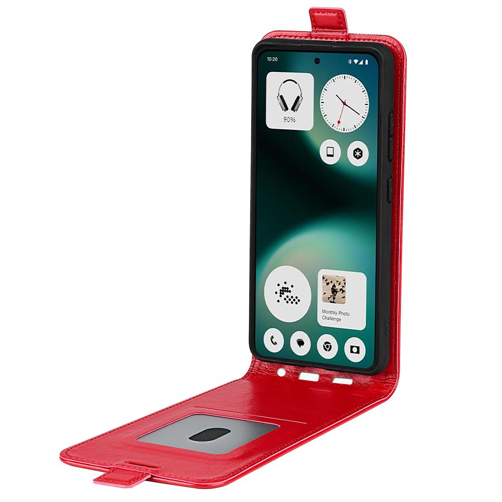 Nothing Phone 3a Lite Texture Vertical Flip Leather Wallet Case with Card Slot, PU TPU Shockproof Protective Cover, Anti-Drop Magnetic Folio Phone Case