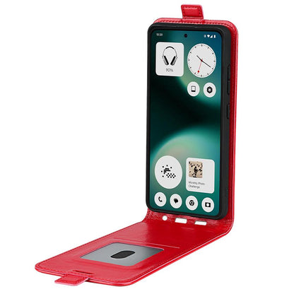 Nothing Phone 3a Lite Texture Vertical Flip Leather Wallet Case with Card Slot, PU TPU Shockproof Protective Cover, Anti-Drop Magnetic Folio Phone Case