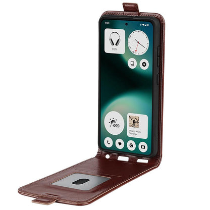Nothing Phone 3a Lite Texture Vertical Flip Leather Wallet Case with Card Slot, PU TPU Shockproof Protective Cover, Anti-Drop Magnetic Folio Phone Case